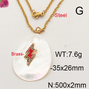 Shell Pearl Necklace  F6N402322bhva-L005