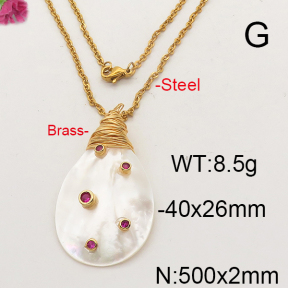 Shell Pearl Necklace  F6N402326bhva-L005