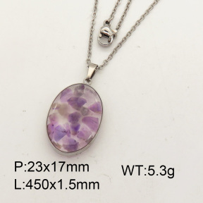 Natural  Amethyst  SS Necklace  3N4000712aakl-Y008