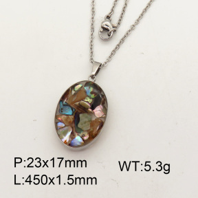 Natural  Abalone Shell  SS Necklace  3N4000713aakl-Y008