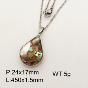 Natural  Abalone Shell  SS Necklace  3N4000718aakl-Y008