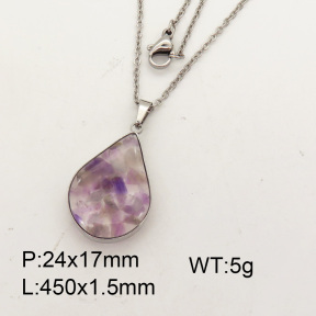 Natural  Amethyst  SS Necklace  3N4000721aakl-Y008
