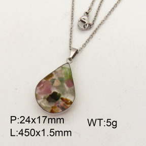 Natural  Tourmaline  SS Necklace  3N4000723aakl-Y008
