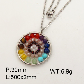 Natural  Mixed Stone  SS Necklace  3N4000726vbll-Y008