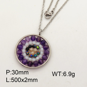 Natural  Amethyst  SS Necklace  3N4000727vbll-Y008