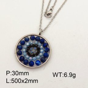 Natural  Lazurite  SS Necklace  3N4000728vbll-Y008