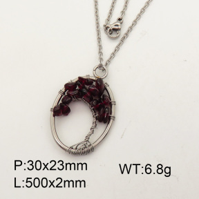 Natural  Garnet  SS Necklace  3N4000737aajo-Y008