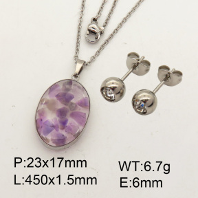 Natural  Amethyst  SS Sets  3S0008783aakl-Y008