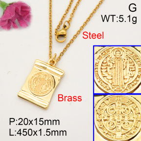 Fashion Brass Necklace  F3N200027vail-L017