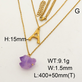 Natural Amethyst SS Necklace  FN0000684bbov-900