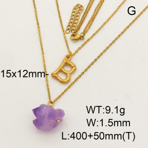 Natural Amethyst SS Necklace  FN0000685bbov-900