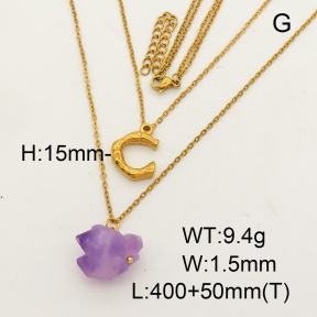 Natural Amethyst SS Necklace  FN0000686bbov-900