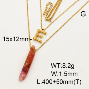 Natural Agate SS Necklace  FN0000692bbov-900