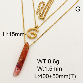 Natural Agate SS Necklace  FN0000694bbov-900