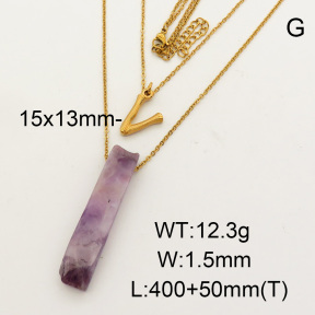 Natural Amethyst SS Necklace  FN0000721bbov-900