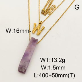 Natural Amethyst SS Necklace  FN0000722bbov-900