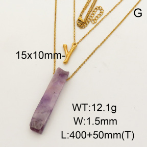 Natural Amethyst SS Necklace  FN0000724bbov-900