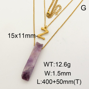 Natural Amethyst SS Necklace  FN0000725bbov-900