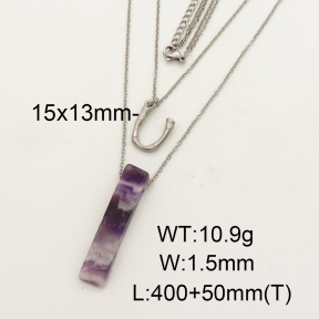 Natural Amethyst SS Necklace  FN0000730bbml-900