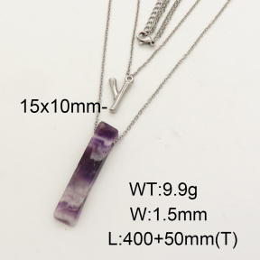 Natural Amethyst SS Necklace  FN0000734bbml-900