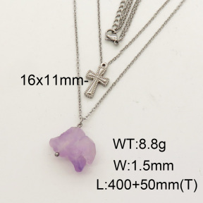 Natural Amethyst SS Necklace  FN0000746vbmb-900