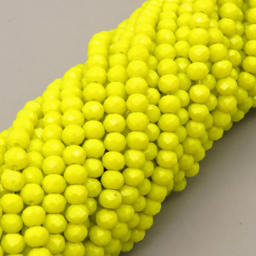 Glass Beads,Flat Bead,Faceted,Dyed,Bright Yellow,10 strands/package,2mm,(44cm),17",about 190 pcs/strand,Hole:0.8mm,about 4.5g/strand  XBG00570vaia-L021