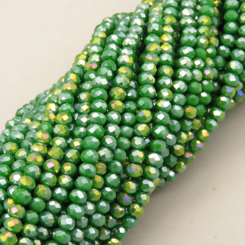 Glass Beads,Flat Bead,Faceted,Dyed,AB Grass Green,10 strands/package,2mm,(44cm),17",about 190 pcs/strand,Hole:0.8mm,about 4.5g/strand  XBG00664vaia-L021
