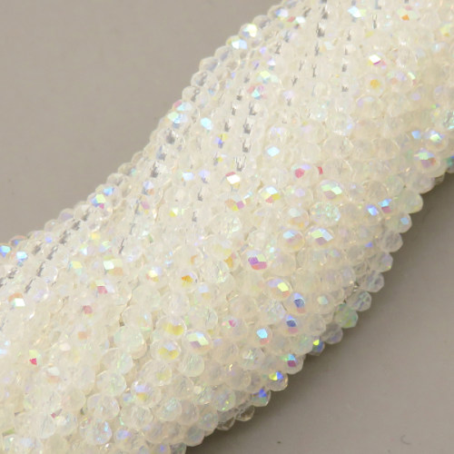 Glass Beads,Flat Bead,Faceted,Dyed,AB Transparent White,10 strands/package,2mm,(44cm),17",about 190 pcs / strand,Hole:0.8mm,about 4.5g/strand  XBG00668aaho-L021