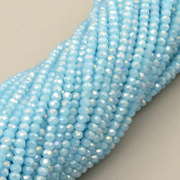Glass Beads,Flat Bead,Faceted,Dyed,AB Sky Blue,10 strands/package,2mm,(44cm),17",about 190 pcs/strand,Hole:0.8mm,about 4.5g/strand  XBG00678vaia-L021