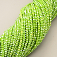 Glass Beads,Flat Bead,Faceted,Dyed,AB Apple Green,10 strands/package,2mm,(44cm),17",about 190 pcs/strand,Hole:0.8mm,about 4.5g/strand  XBG00686vaia-L021
