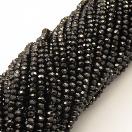Glass Beads,Flat Bead,Faceted,Dyed,Black,10 strands/package,2mm,(44cm),17",about 190 pcs/strand,Hole:0.8mm,about 4.5g/strand  XBG00706vaia-L021