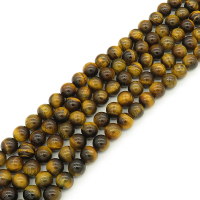 Natural Tiger Eye,Round,Golden Brown,Dyed,6mm,Hole:0.8mm,about  63 pcs/strand,about 22 g/strand,5 strands/package,15"(38cm),XBGB00043ahjb-L001