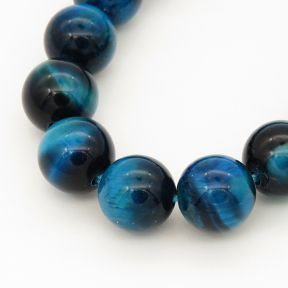 Natural Tiger Eye,Round,Royal blue black,Dyed,6mm,Hole:0.8mm,about  63 pcs/strand,about 22 g/strand,5 strands/package,15"(38cm),XBGB00007ahjb-L001