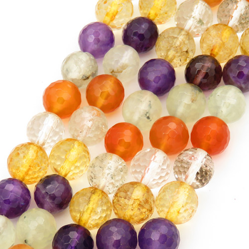 Natural Gemstone Beads,Faceted,  Round,Mixed Color,Dyed,6mm,Hole:0.8mm,about  63 pcs/strand,about 22 g/strand,5 strands/package,15"(38cm),XBGB00016vhmv-L001