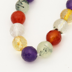 Natural Gemstone Beads,Faceted,  Round,Mixed Color,Dyed,6mm,Hole:0.8mm,about  63 pcs/strand,about 22 g/strand,5 strands/package,15"(38cm),XBGB00016vhmv-L001