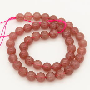 Natural Strawberry Quartz,Round,Pink,6mm,Hole:0.8mm,about  63 pcs/strand,about 22 g/strand,5 strands/package,15"(38cm),XBGB00022bhia-L001