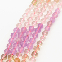 Natural Crystal,Round,Purple Pink White,6mm,Hole:0.8mm,about  63 pcs/strand,about 22 g/strand,5 strands/package,15"(38cm),XBGB00025ahlv-L001