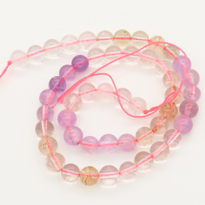 Natural Crystal,Round,Purple Pink White,6mm,Hole:0.8mm,about  63 pcs/strand,about 22 g/strand,5 strands/package,15"(38cm),XBGB00025ahlv-L001
