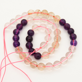 Natural Crystal,Round,Purple Pink,6mm,Hole:0.8mm,about  63 pcs/strand,about 22 g/strand,5 strands/package,15"(38cm),XBGB00028ahlv-L001