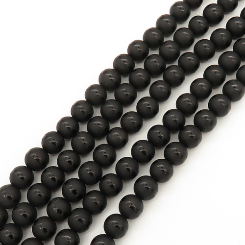 Natural Agate,Drawing on Surface, Frosted,Round,Black,Dyed,6mm,Hole:0.8mm,about  63 pcs/strand,about 22 g/strand,5 strands/package,15"(38cm),XBGB00034vbnb-L001