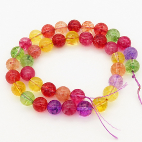 Natural Crystal,Round,Mixed Color,Dyed,6mm,Hole:0.8mm,about  63 pcs/strand,about 22 g/strand,5 strands/package,15"(38cm),XBGB00055ahjb-L001