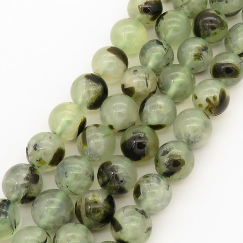 Natural Prehnite,Round,Pale Green Black,6mm,Hole:0.8mm,about  63 pcs/strand,about 22 g/strand,5 strands/package,15"(38cm),XBGB00064bhia-L001
