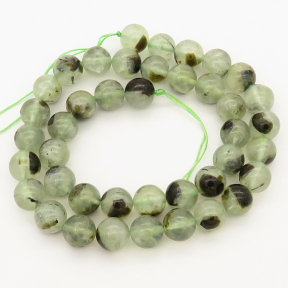 Natural Prehnite,Round,Pale Green Black,6mm,Hole:0.8mm,about  63 pcs/strand,about 22 g/strand,5 strands/package,15"(38cm),XBGB00064bhia-L001