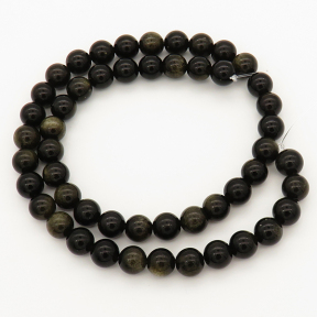 Natural Golden Sheen Obsidian,Round,Black,6mm,Hole:0.8mm,about  63 pcs/strand,about 22 g/strand,5 strands/package,15"(38cm),XBGB00082vbnb-L001