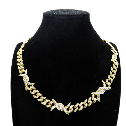Grade 2A white  zirconia and copper Hiphop Cuban chains 18 inches,18K Golden Plating    ,L:457mm, W:7mm,about 70g/pcs,1 pc/package,HHP00016bpmb-905