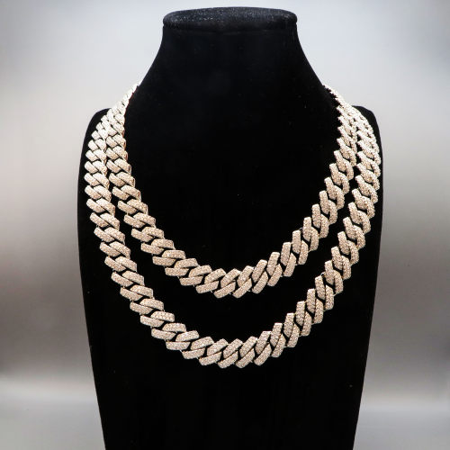 18 inches Grade 2A white  zirconia and copper Hiphop Diamond Link Cuban Chain,Rhodium Plating,L:450mm, W:13mm,about 97g/pc,1 pc/package,HHP00064hkib-905