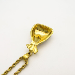 Stainless 304, Zirconia Iceout Treasure Bag Pendant With Rope Chains ,Golden Plating,Length:61mm,Width:31mm,Link:600mm,about 51g/pc,1 pc/package,HHP00105aipo-360