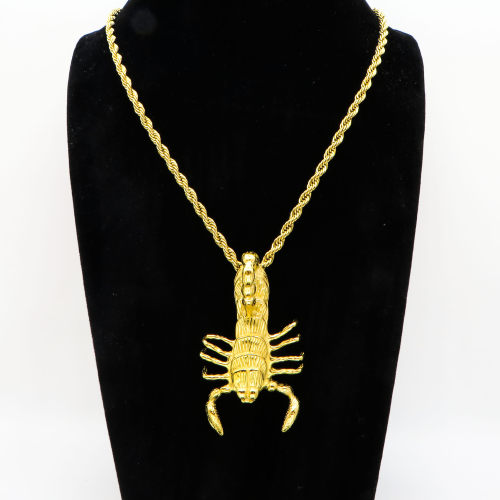Stainless 304 Scorpion Pendants With Rope Chains Necklace,Golden Plating,L:69mm W:40mm, Chains :700mm,About:54g/pc,1 pc per package,HHP00174vihb-360