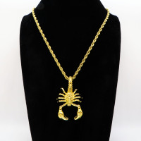 Stainless 304 Scorpion Pendants With Rope Chains Necklace,Golden Plating,L:57mm W:35mm, Chains :700mm,About:51g/pc,1 pc per package,HHP00175aivb-360