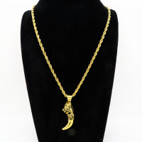 Stainless 304  Animal Tag Dragon Pendant With Rope Chains Necklace,Golden Plating,L:53mm W:16mm, Chains :700mm,About:43g/pc,1 pc per package,HHP00176vhnl-360